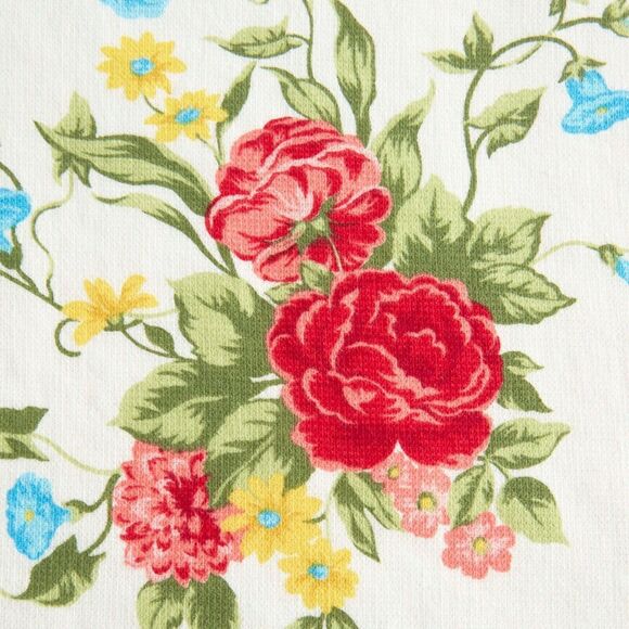 Pioneer Woman Sweet Rose Floral Kitchen Set Towel Oven Mitt Potholder Red Checks - Picture 3 of 3